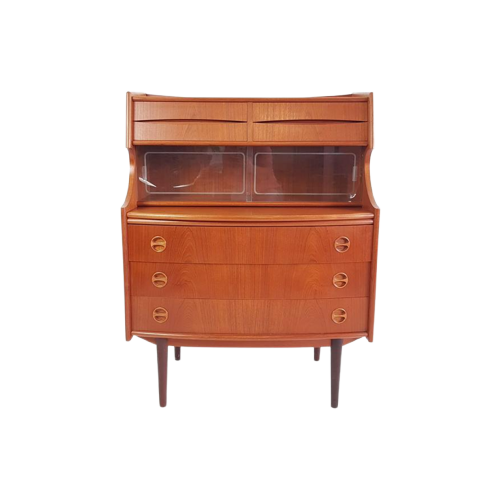 Vintage Deense Secretaire Arne Vodder Teak Kast