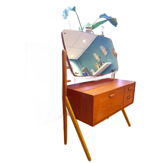 Vintage Deense Make-up Kaptafel Spiegel Make Up Opmaak Tafel 1