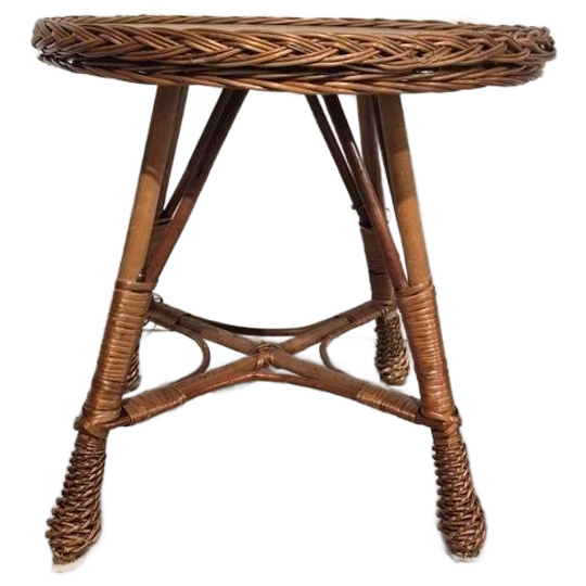 Vintage En Hout Ronde Bijzettafel 1