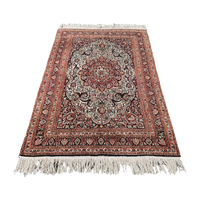 Handgeknoopt Perzisch Kashmir Vloerkleed Wol & Zijde 122X176Cm - Vintage Tapijt - Oranje Wit Zwart