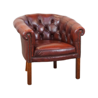 Statige Rundleren Engelse Chesterfield Clubfauteuil In Een Sprekende Rode Kleur