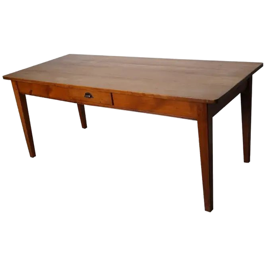 Vintage Cherry 20th Century French Rustic Farmhouse Dining Table 1
