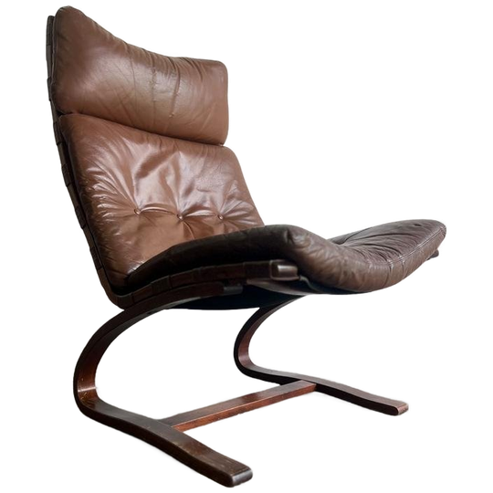 Vintage Leren Lounge Stoel / Fauteuil / Eenzit Rybo Rykken 1