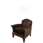 Antieke Leren Clubstoel Met Studs thumbnail 1