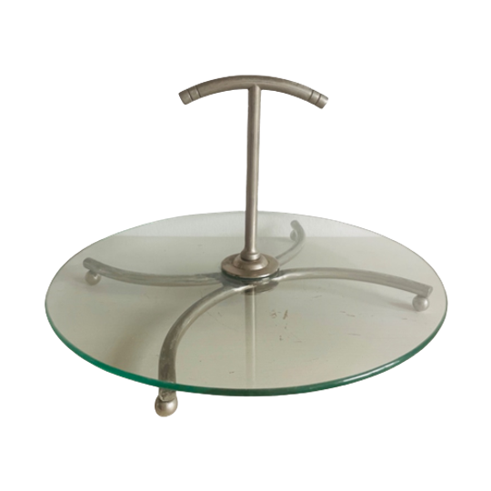 Etagere Glas/ Rvs Jaren 80 1