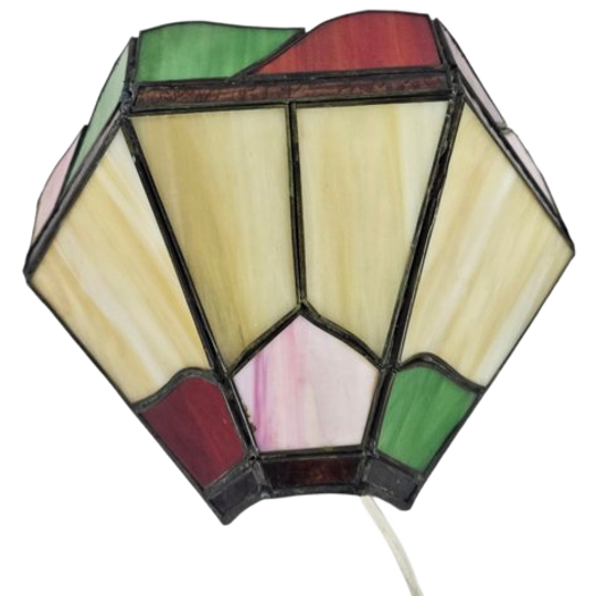 Wandlamp - Tiffany Stijl - Glas En Lood - 3e Kwart 20e Eeuw 1