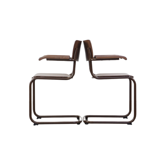 Set Van 2 Thonet Model S43 Eetkamer/bijzetstoelen, Met Armleuningen 1