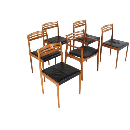 Set 5 + 1 Deense Vintage Eetkamerstoelen Stoelen 1