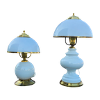 2 X Classic White Opaline Glass Table Lamps 1970s thumbnail 1