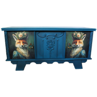 Petrolblauw Dressoir “vossen” - Eclectisch & Funky Statement