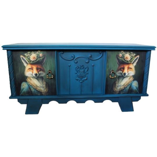 Petrolblauw Dressoir “vossen” - Eclectisch & Funky Statement 1