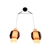 Scandinavische Dubbele Hanglamp In Opaline En Amethistglas