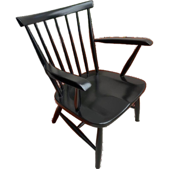 Vintage Zwarte Fauteuil, Spijlenstoel Arno Lambrecht Wabisabi Pastoe 1