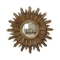 Mid Century Gouden Zonnespiegel Sunburst Spiegel Convex 53Cm