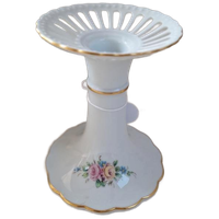 Vintage Porseleinen Kandelaar, Tettau Atelier, Bloemmotief