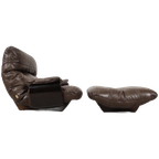 Ligne Roset Marsala - Fauteuil En Ottman - Bruin Leder thumbnail 1
