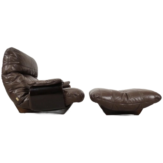 Ligne Roset Marsala - Fauteuil En Ottman - Bruin Leder 1
