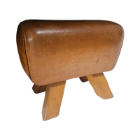 Prachtige Vintage Leren Kruk / Bankje / Turnbok