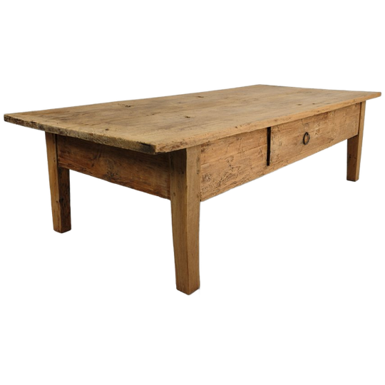 Antieke 19e Eeuwse Franse Boeren Salontafel Van Eikenhout 1