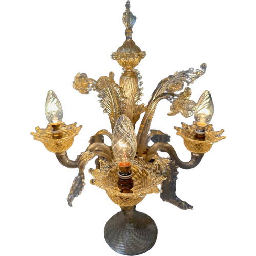 Antieke Venetiaanse Tafellamp – Kandelaar – Murano Glas