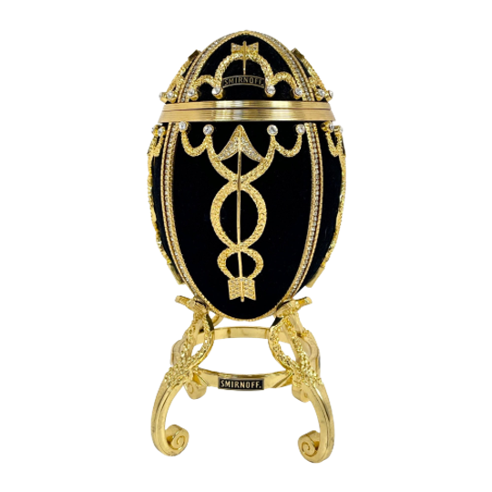 Faberge Egg - Smirnoff - Ca. 3.5kgs - Black Velvet And Crystal Inlay On Gold Colored Framework - 1