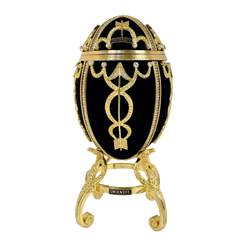 Faberge Egg - Smirnoff - Ca. 3.5Kgs - Black Velvet And Crystal Inlay On Gold Colored Framework -