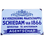 Emaille Bord N.V. Verzekering Maatschappij Schiedam Van 1866 thumbnail 1