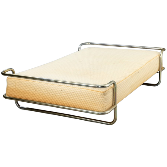 Vintage Ikea Kromvik Chromen Bed Met Matras, Knut Hagberg, Jaren 80 1