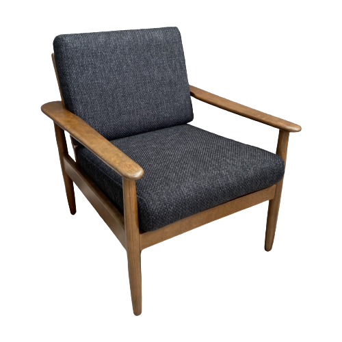 Black Fabric Relax Chair, Wiht Wood Frame 1960S