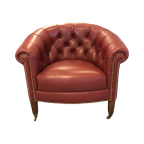 Compacte Engelse Chesterfield Tubchair Bordeaux Nieuwstaat thumbnail 1