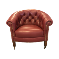 Compacte Engelse Chesterfield Tubchair Bordeaux Nieuwstaat