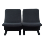 Set Van 2 Zwarte Vintage Design Fauteuils Van Pierre Paulin Voor Artifort Concorde Model F780 thumbnail 1