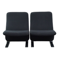Set Van 2 Zwarte Vintage Design Fauteuils Van Pierre Paulin Voor Artifort Concorde Model F780