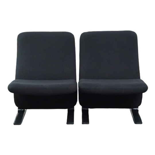 Set Van 2 Zwarte Vintage Design Fauteuils Van Pierre Paulin Voor Artifort Concorde Model F780 1