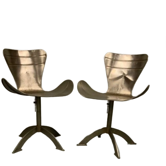 2 Unieke Vintage Super Stoere Stalen Design Stoelen 1