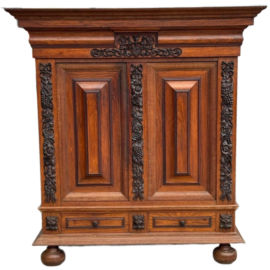 Antique Dutch Wooden Cushion Cabinet 1