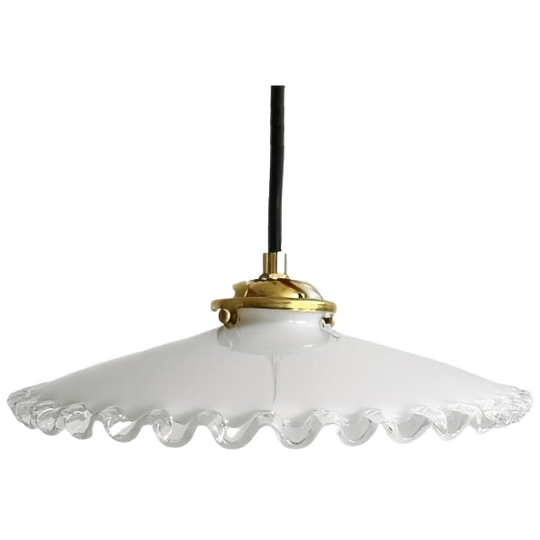 Vintage Franse Opaal Hanglamp Opaline Glas Wit 1930’s 1