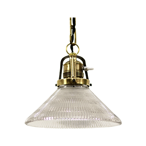 Art Deco Holophane Hanglamp Met Schakelaar