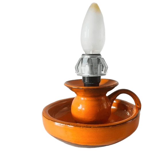 Vintage Space Age Lampenvoet Oranje Keramiek 1970’s 1