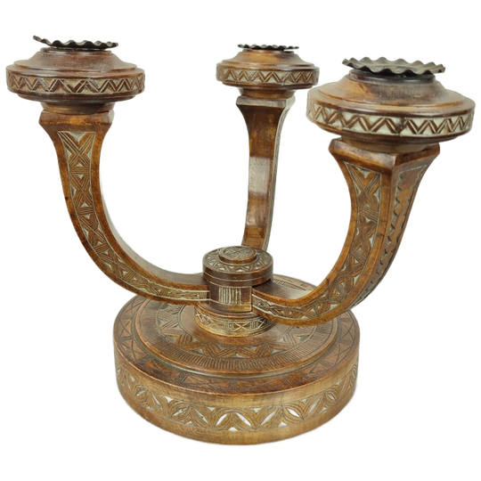 Antieke Houten Kandelaar 1