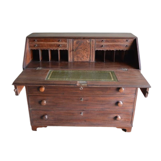 Prachtig Antiek Mahonie Bureau, Secretaire, Schrijftafel. 1