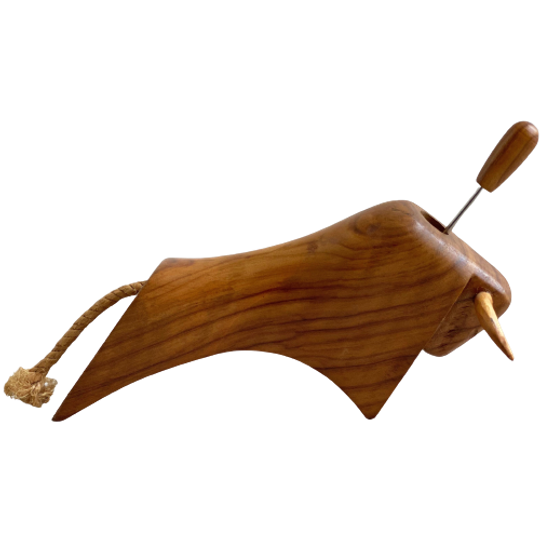 Vintage Houten Stier Cocktail Vorkjes Houder / Cocktail Prikker Houder 1
