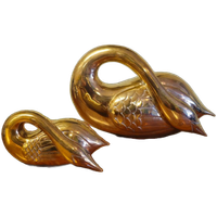 Vintage Zware Messing Zwanen Zwaan Vogels Beelden