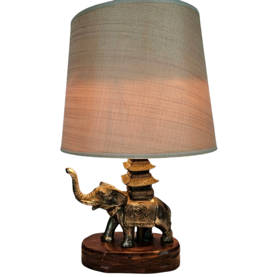 Vintage - Olifant - Verzilverd - Tafellampje - 60's 1