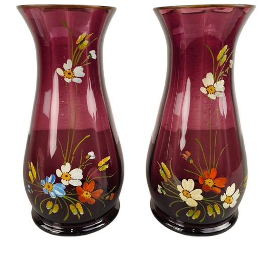 Duo Handbeschilderde Glazen Vazen 1