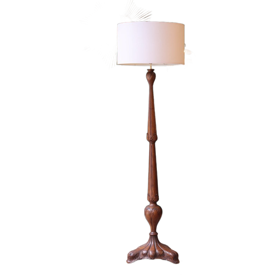 Art Nouveau Eikenhouten Vloerlamp, Jaren 20 1
