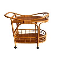 Rotan Bamboe Trolley Bar Cart Serveerwagen Vintage