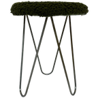Vintage Kruk Met Hairpin Legs En Vachtje Klein Krukje 60's thumbnail 1