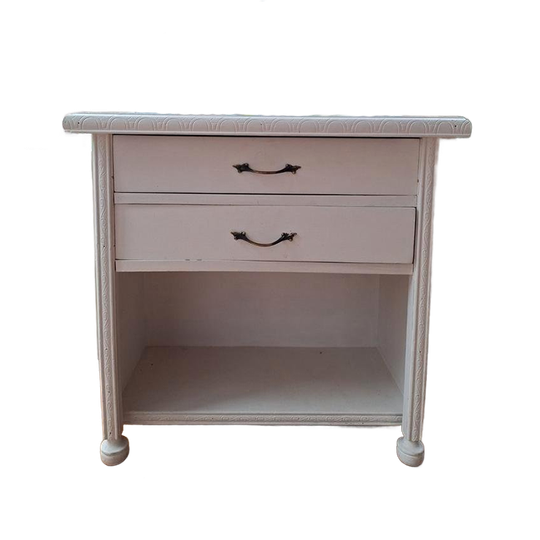 Wit Vintage Kastje Met 2 Lades En Een Nis, Nachtkastje 1