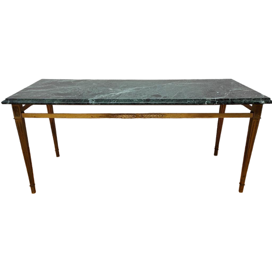 Vintage Messing Salontafel Koffietafel Tafeltje Met Marmer Blad 1